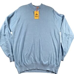 Inserch Men's Light Blue Mock Neck Sweater Long‎ Sleeve Pullover Size XL